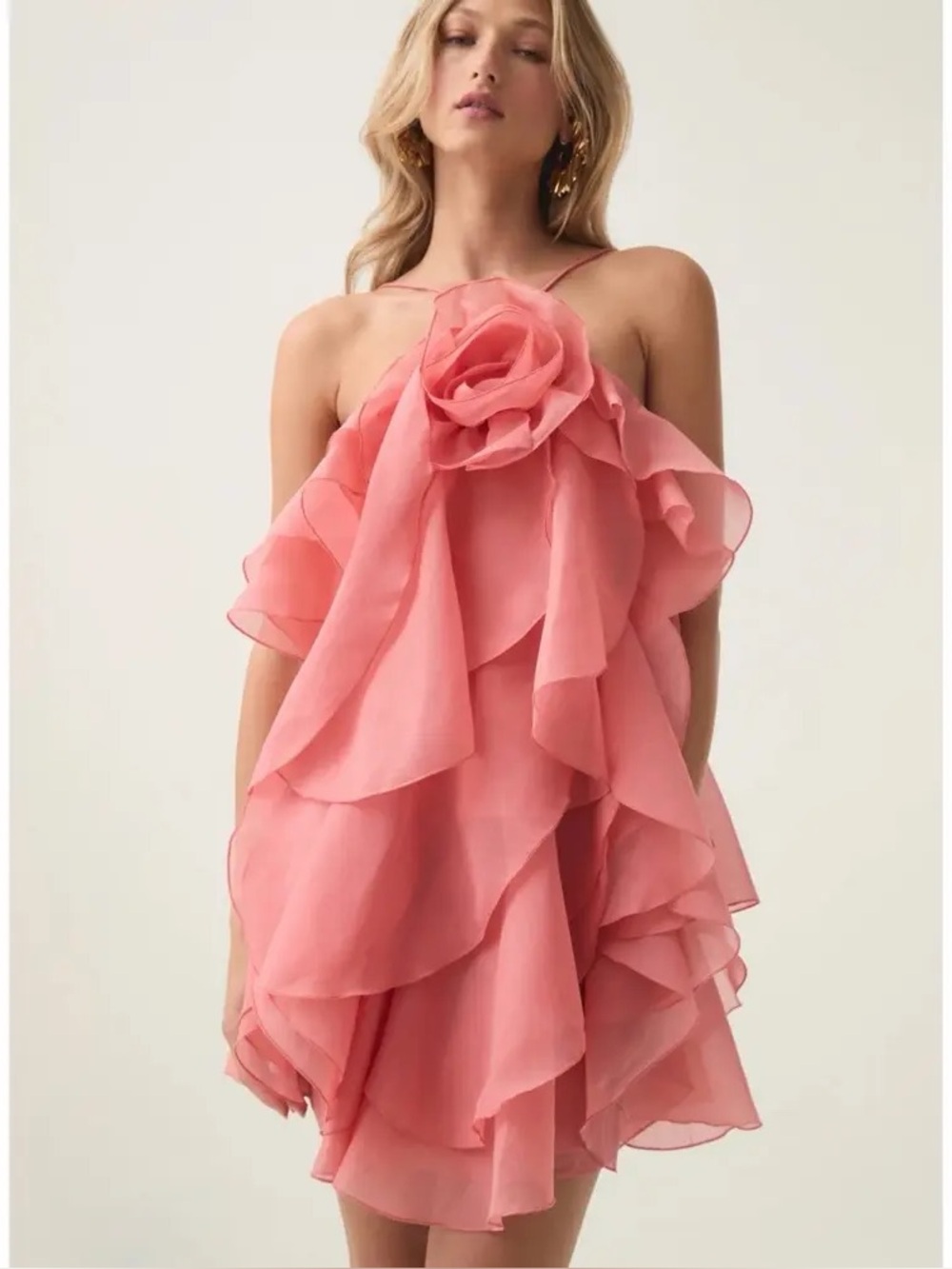 Aje Pandorea Layered Mini Dress Washed Coral Size US 4
